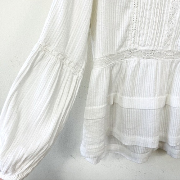 JOIE CARLEEN BOHO LACE CROCHET BLOUSE TOP WHITE S Romantic Cottagecore Victorian - Picture 8 of 12